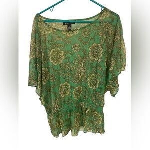 Green Floral Women's Top